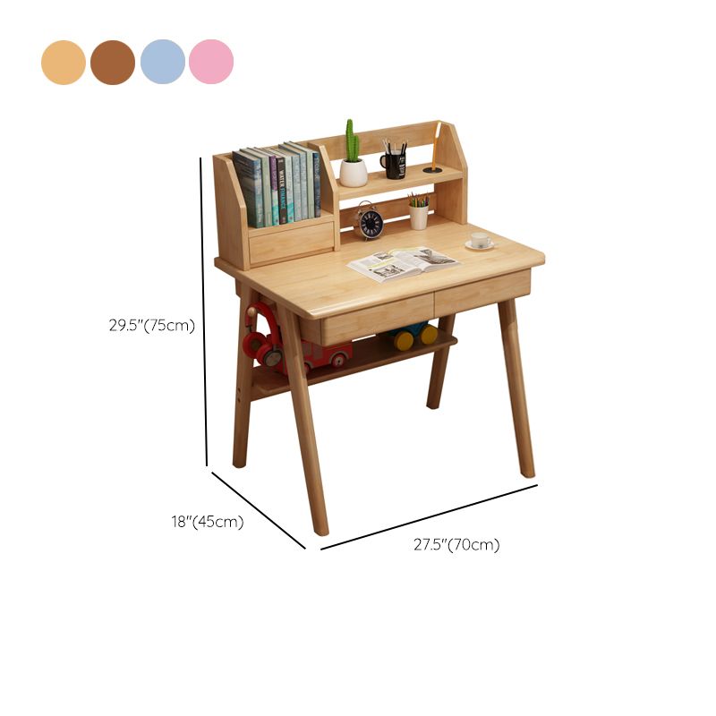 Writing Desk with Hutch Bedroom Kids Desk and Chair with 2 Drawers