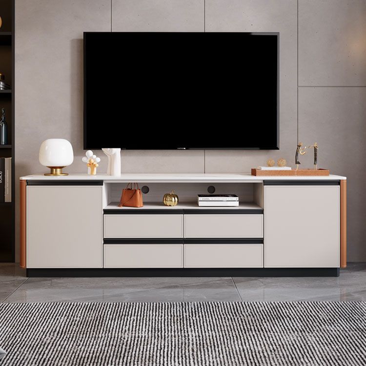 Stone Media Console Contemporary TV Media Stand with 4 Drawers