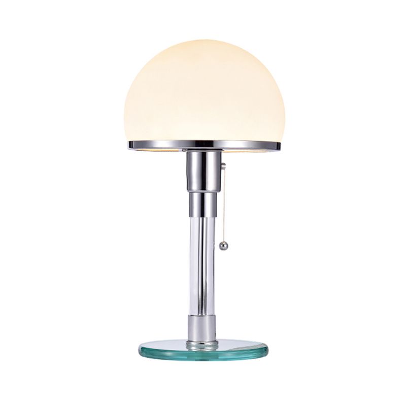 White Glass Mushroom Table Lamp Modernist 1 Head Chrome Finish Desk Light for Bedside