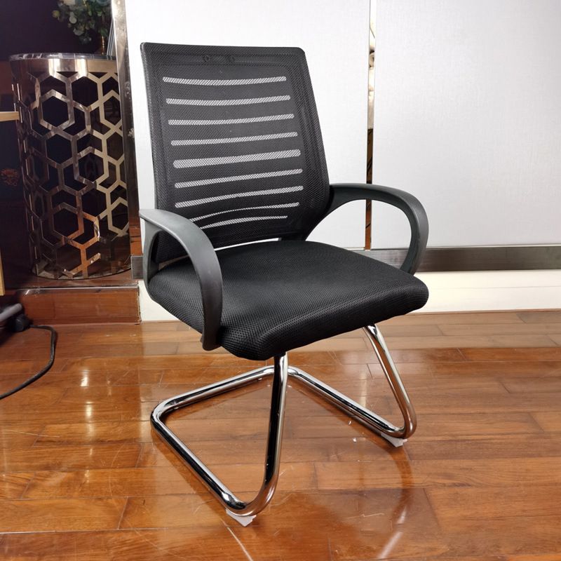 Contemporary Desk Chair No Wheels Mid-Back Office Chair with Arm