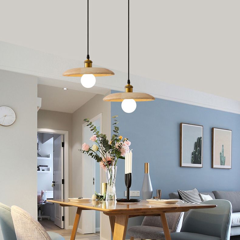 Nordic-Style Tapered Hanging Pendant Light Wood Dinning Room Pendant Light Fixture