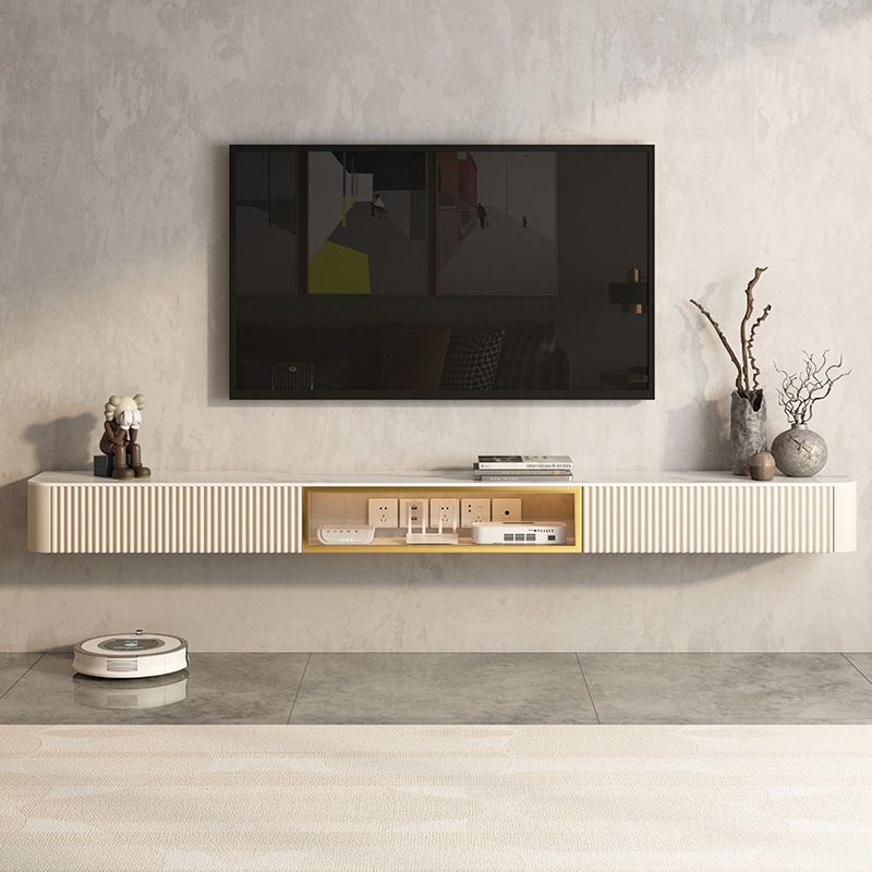 Glam Stone TV Stand Floating TV Media Stand with Drawers for Living Room