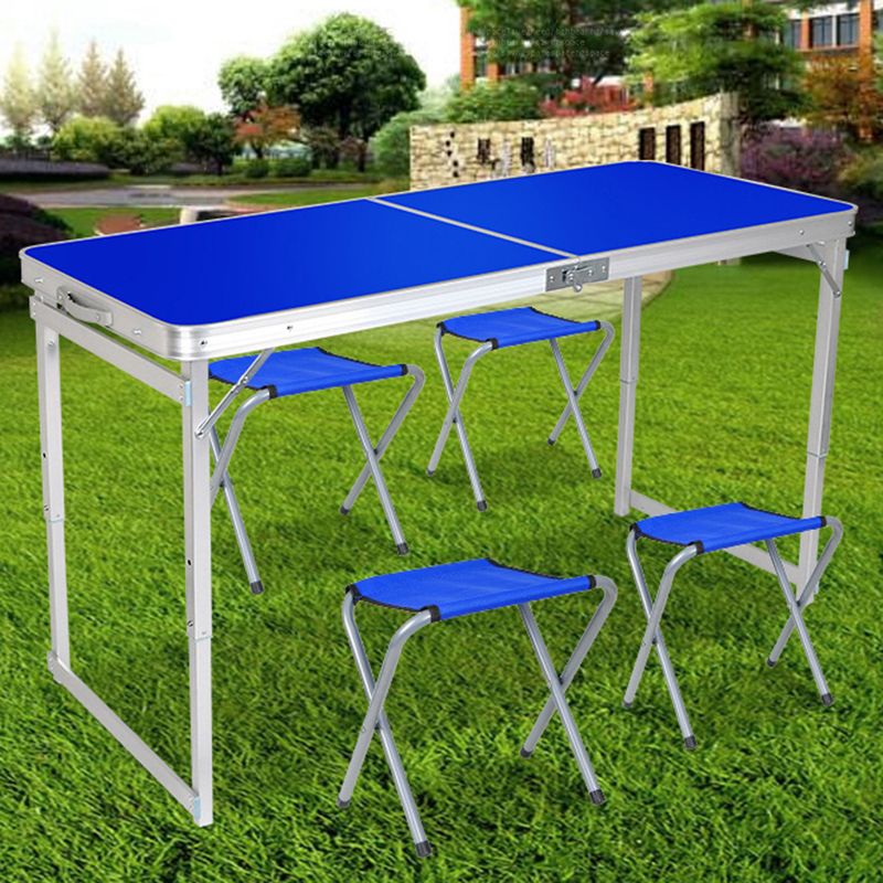 Modern Plastic Top Dining Table Folding Outdoor Table with Metal Base