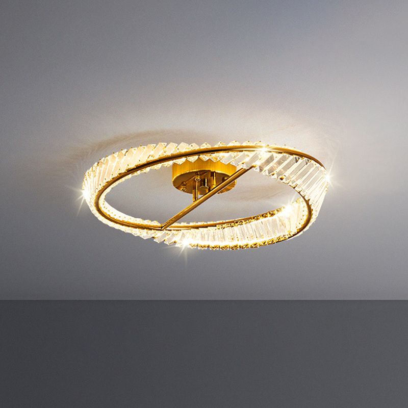 Electroplate Metal LED Ceiling Light in Modern Creative Style Crystal Circular Flush Mount in Gold