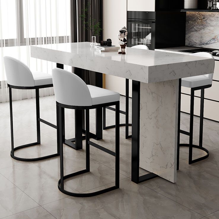 Glam Stone Top Bistro Accent Dining Table Rectangle Indoor Event and Cocktail Table