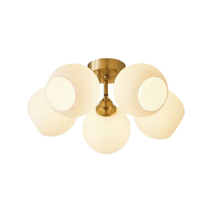 Modern Simple Copper Ceiling Light Ball Shape Ceiling Lamp for Bedroom