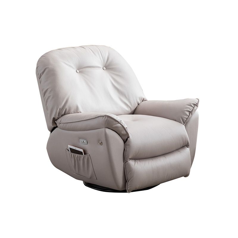 Metal Frame Swivel Rocker Standard Recliner Solid Color Tufted Back Recliner Chair