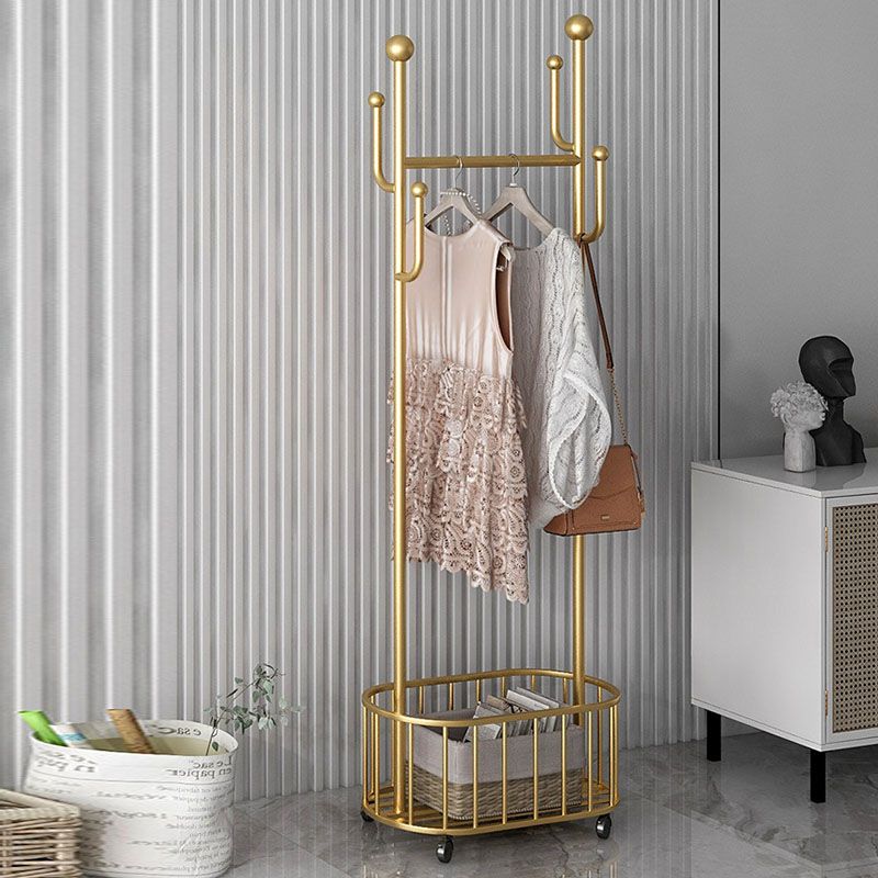 Modern Metal Entry Hall Tree Storage Bench Hooks Free Standing Coat Hanger