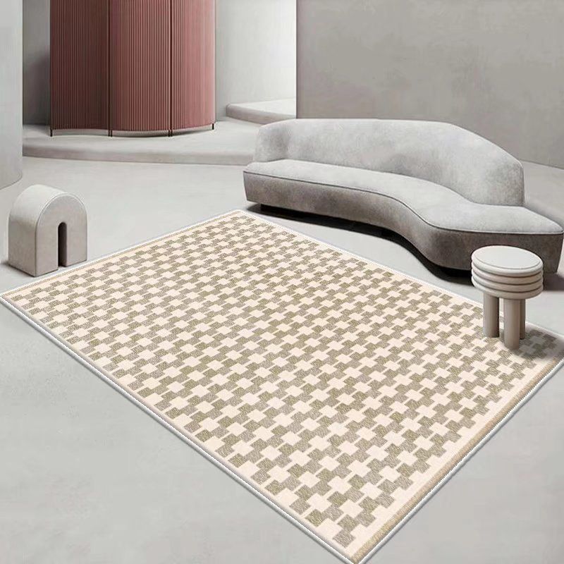 Light Brown Modern Rug Polyester Graphic Area Rug Non-Slip Backing Rug for Living Room