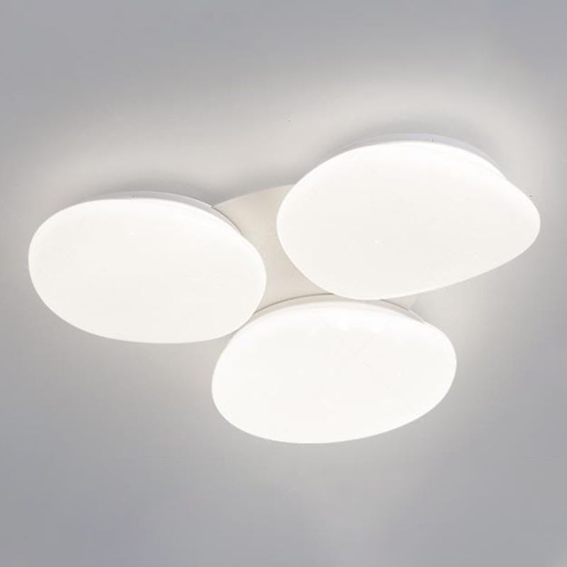 3 - Light Stone LED Flush Mount White Metal and Acrylic Ceiling Flush