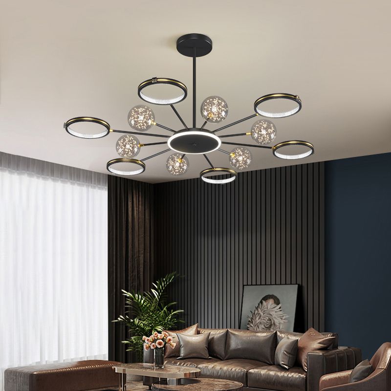 Black Glass Hanging Pendant Lights Contemporary Hanging Lamps for Living Room