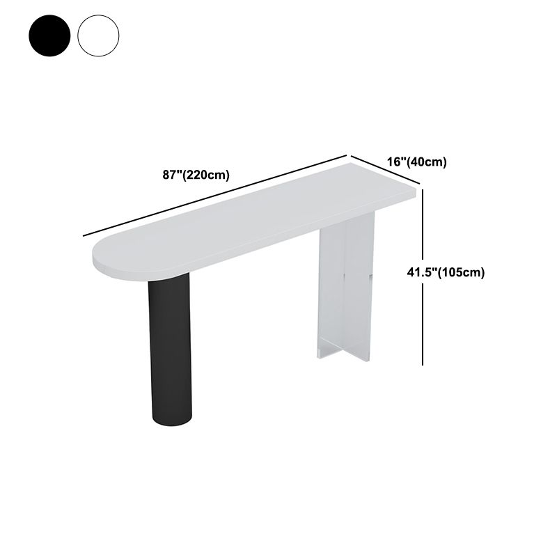 White Top Bar Dining Table Industrial Bar Dining Table with Sled Base