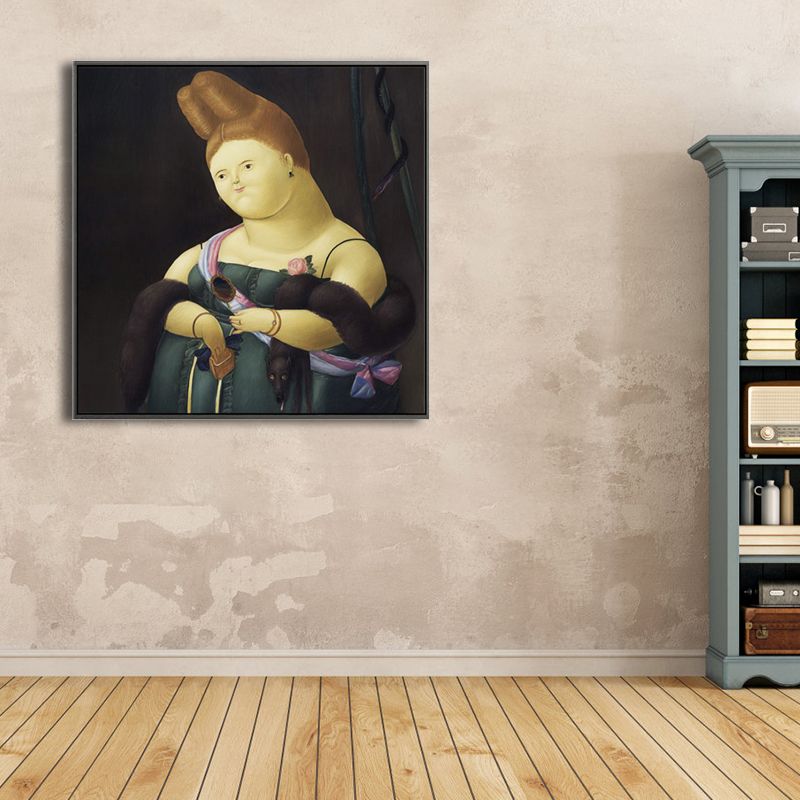 Funny Figure Wall Art House Interior Fernando Botero Drawing Canvas Print in Soft Color