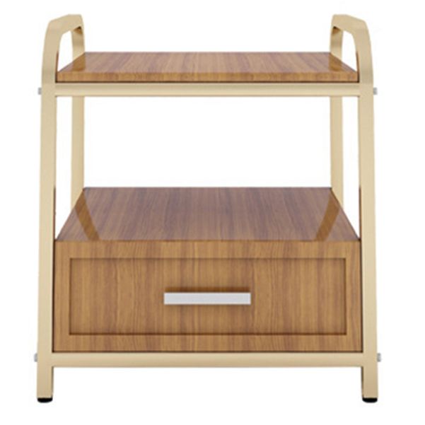 Wooden and Metal Bedside Cabinet Modern Minimalist Open Bedside Table with Legs