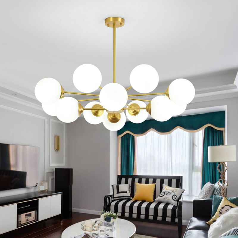 Modern Chandelier Light Fixtures Multi-Head Suspension Pendant Lamps with Glass Shade