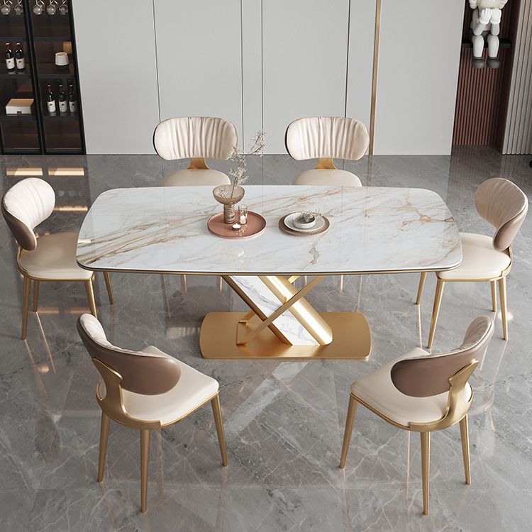 Luxury Sintered Stone Top Dining Set Rectangle 1/2/5/6/7 Pieces Kitchen Table with Chairs