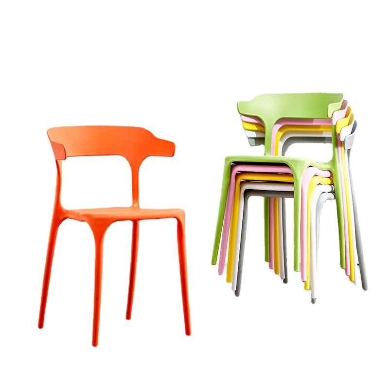 Modern Plastic Dining Chair Open Back Arm Chair for Dining Room