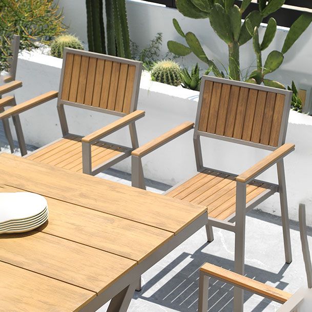 Contemporary Natural Dining Chair Open Back Outdoors Dining Chairs