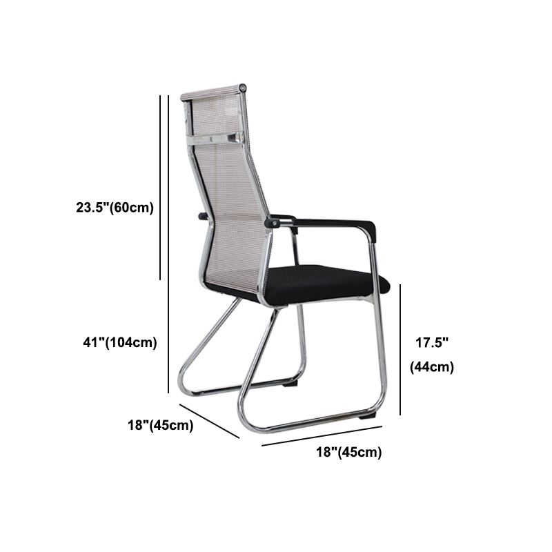 Contemporary Fixed Arms Desk Chair Ergonomic Mid-Back Desk Chair