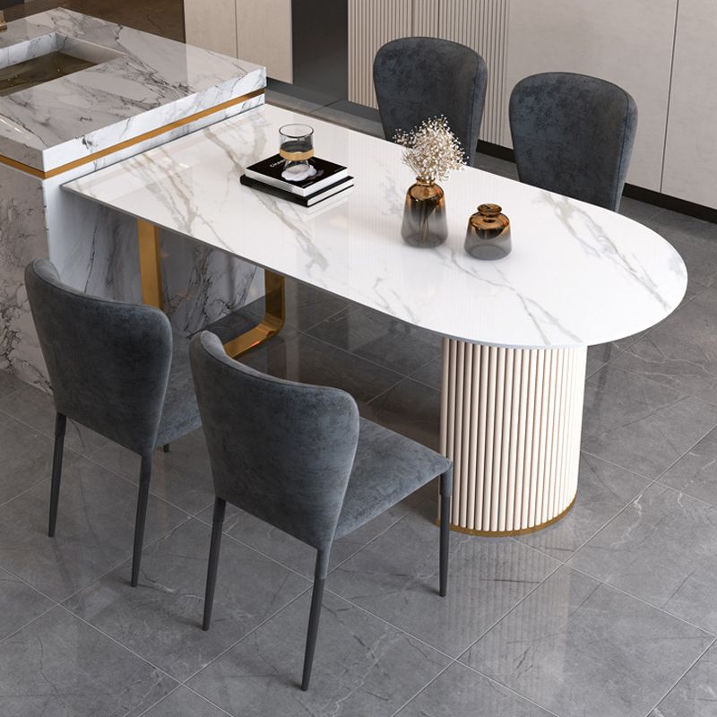 Sintered Stone Dining Table Traditional Luxury Table with Metal Base for Kitchen