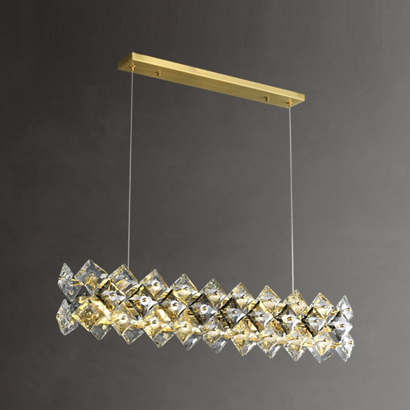 Geometry Shape Pendant Chandeliers Contemporary Style Crystal Chandelier Lights in Gold