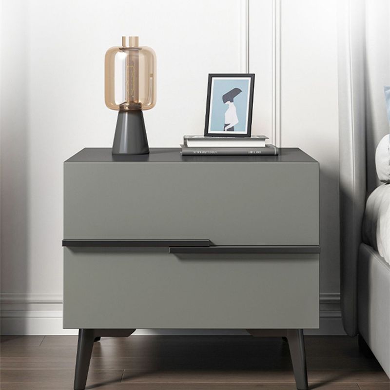 Faux Wood Bed Nightstand Contemporary Bedside Cabinet with 2 Drawers