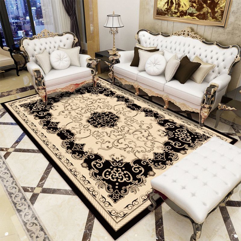 Antique Patterned Rug Multi-Color Polypropylene Indoor Rug Easy Care Washable Carpet for Parlor