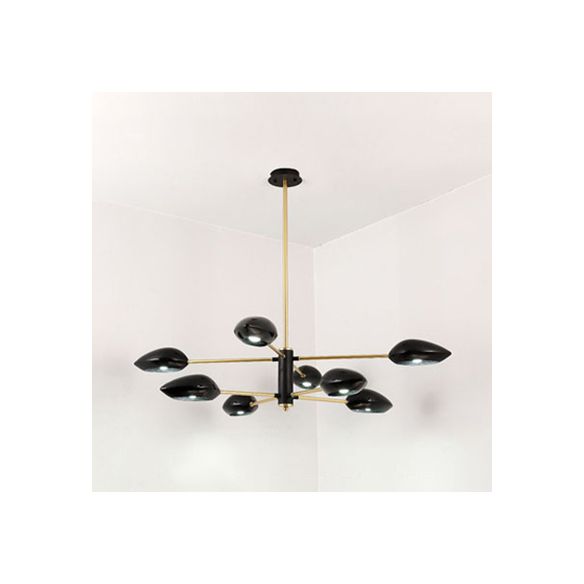 Ellipse Dining Room Hanging Light Contemporary Metal 5/6/8 Lights Black/White Chandelier Light Fixture