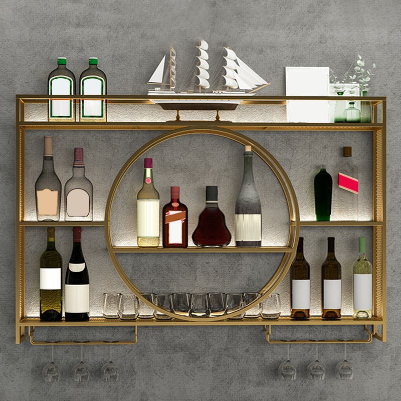 Metal Wine Holder Rack Contemporary Wall Mounted Wine Rack Kit without Light