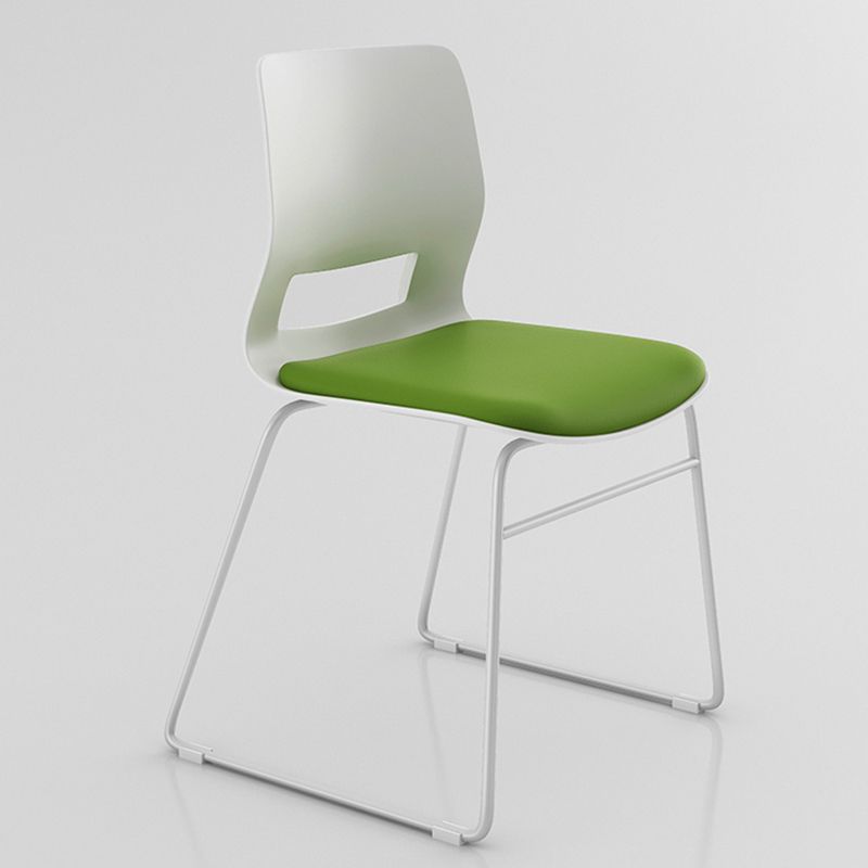 White Frame Conference Chair Contemporary Armless Chair with Upholstered