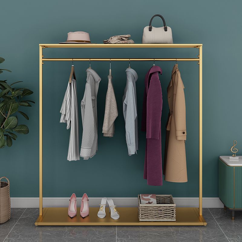 Simple Coat Rack Pure Color Metallic Free Standing Coat Rack With Shelves