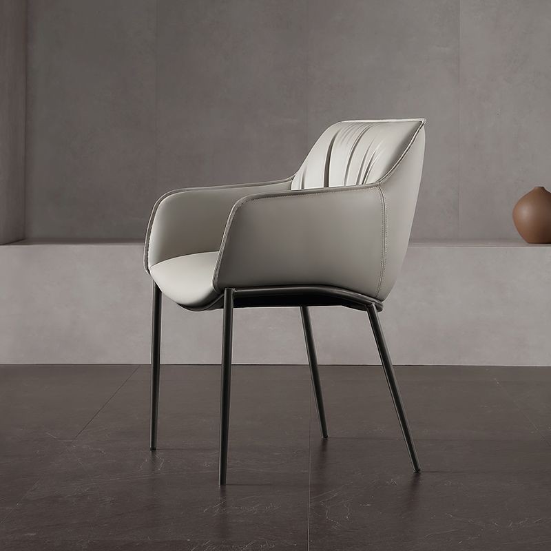 Contemporary Faux Leather Dining Chair with Metal Frame for Kitchen