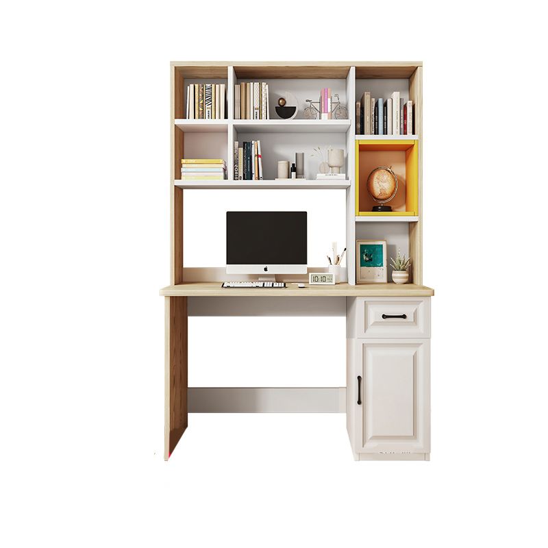 Solid Wood Children's Desk Writing Desk with Storage Shelves