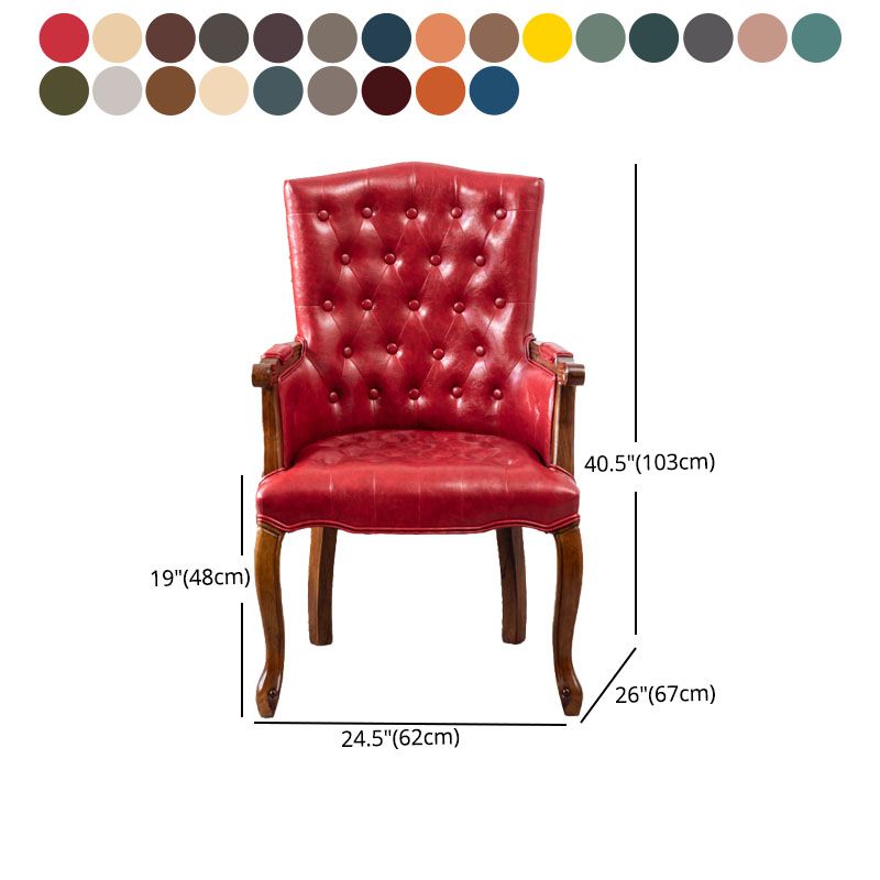 Farmhouse Faux Leather Home Arm Chair Matte Finish Solid Back Dining Chair