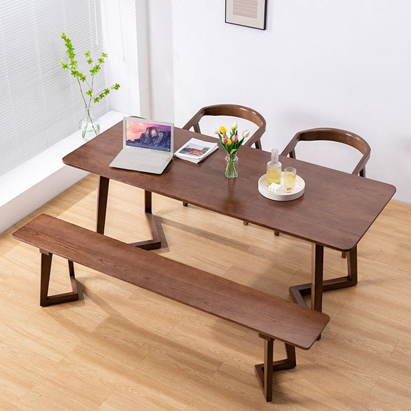 Contemporary Solid Wood Seating Bench Home Bench in Brown with Legs