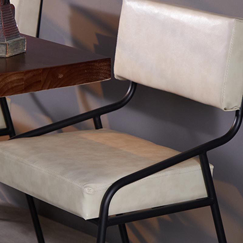 Upholstered Open Back Side Chair Industrial Leather Dining Chair