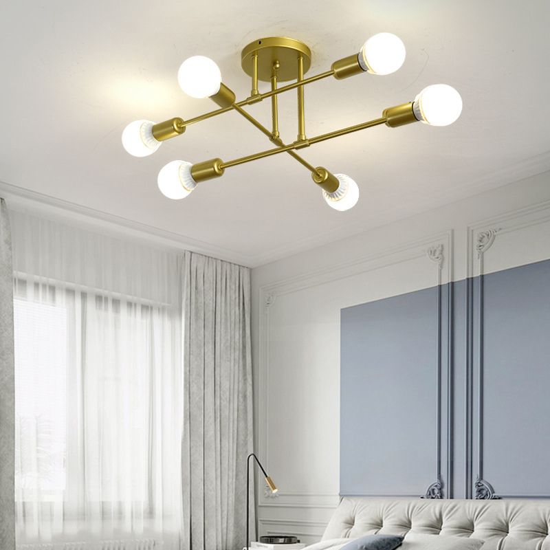 6-Lights Metal Flush Mount Modern Style Flush Mount Lighting for Bedroom