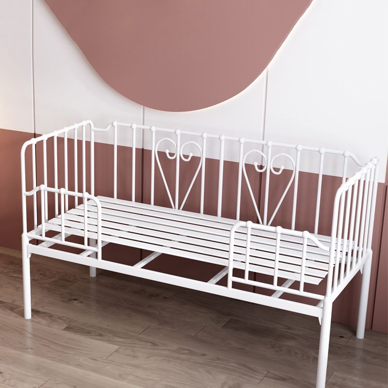 Nursery Bed with Guardrail in Metal Industrial Nursery Crib in White