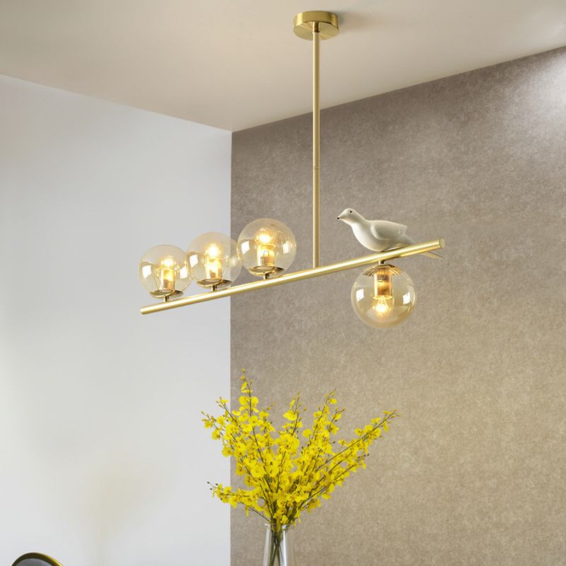 Contemporary Globe Glass Hanging Pendant Lights in Gold for Dining Room