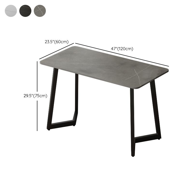 Rectangular Shaped Office Table Stone Writing Desk in Grey/White/Black