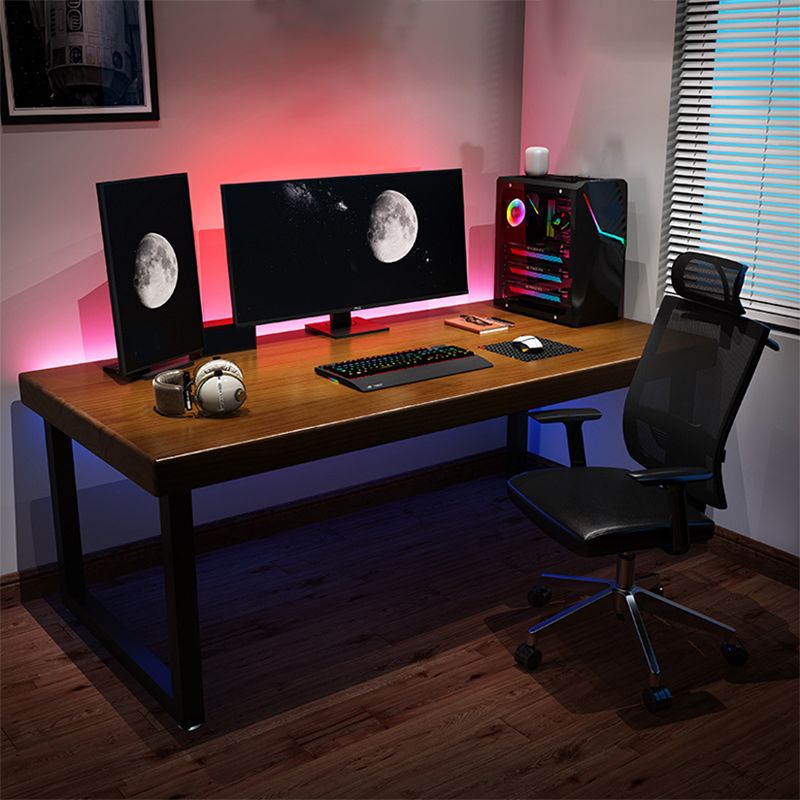 Contemporary Solid Wood Computer Desk Sled Base 29.53" Tall Gaming Desk