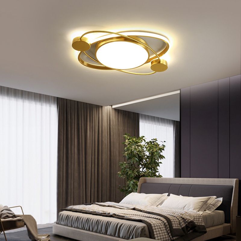 Modernism Flush Mount Ceiling Light Gold Flush Lighting with Metal for Bedroom