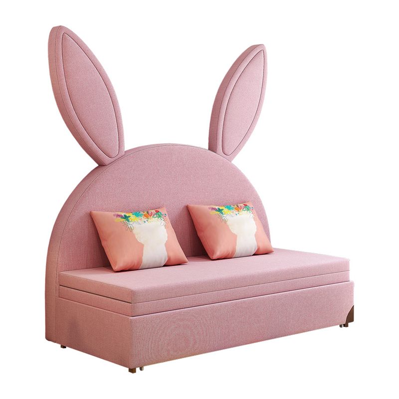 Rabbit Shape Daybed Upholstered Platform Bed with Mattress, Pink