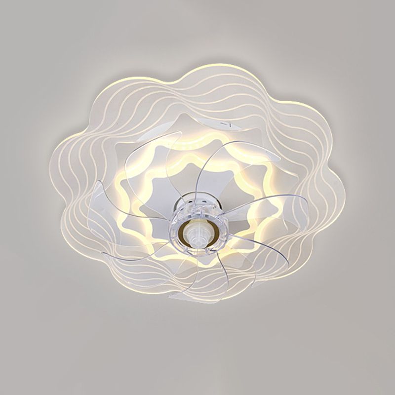 Ultrathin Acrylic Flush Ceiling Fan Light Minimalist LED Semi Flush Mount Lamp for Bedroom