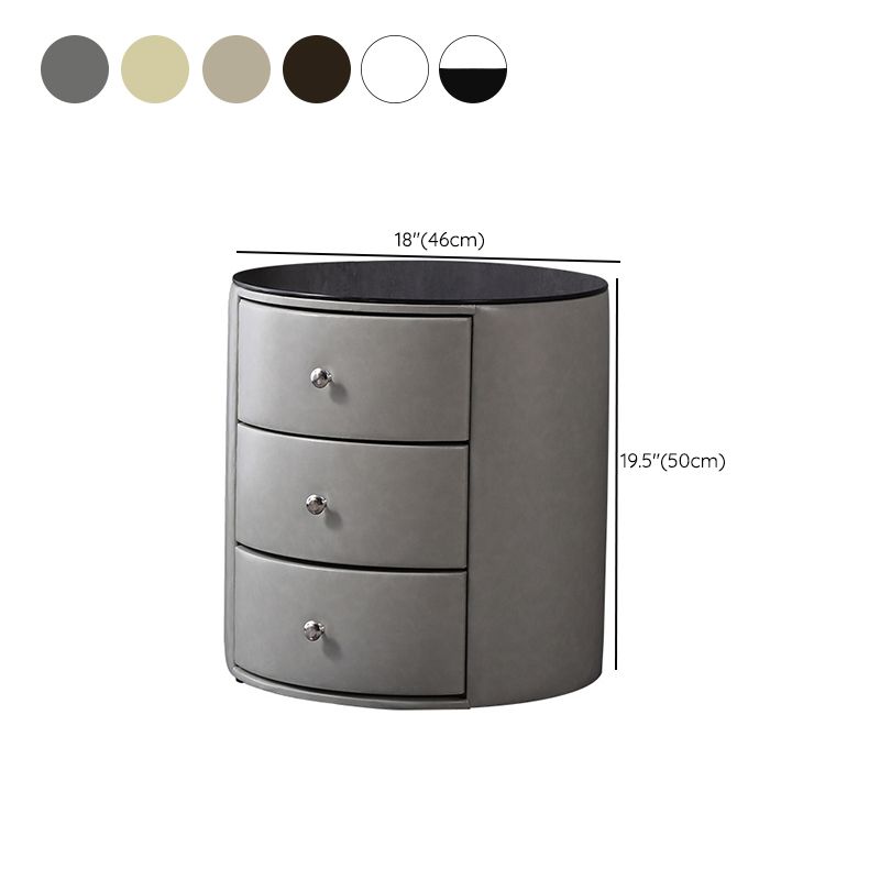 Modern Stone Accent Table Nightstand Drawer Storage Bedside Cabinet for Bedroom