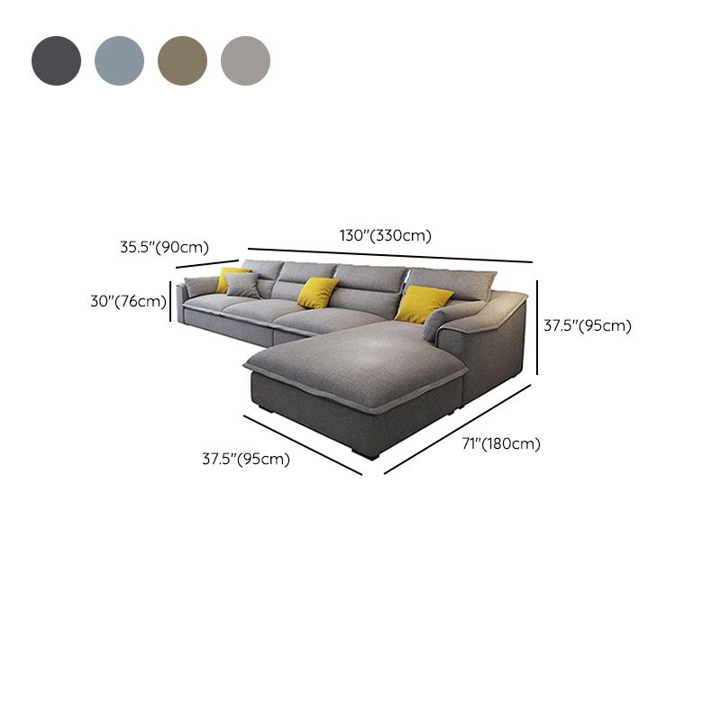 Modern 4-seater Linen Sectional Slipcovered Sloped Arm Sectional