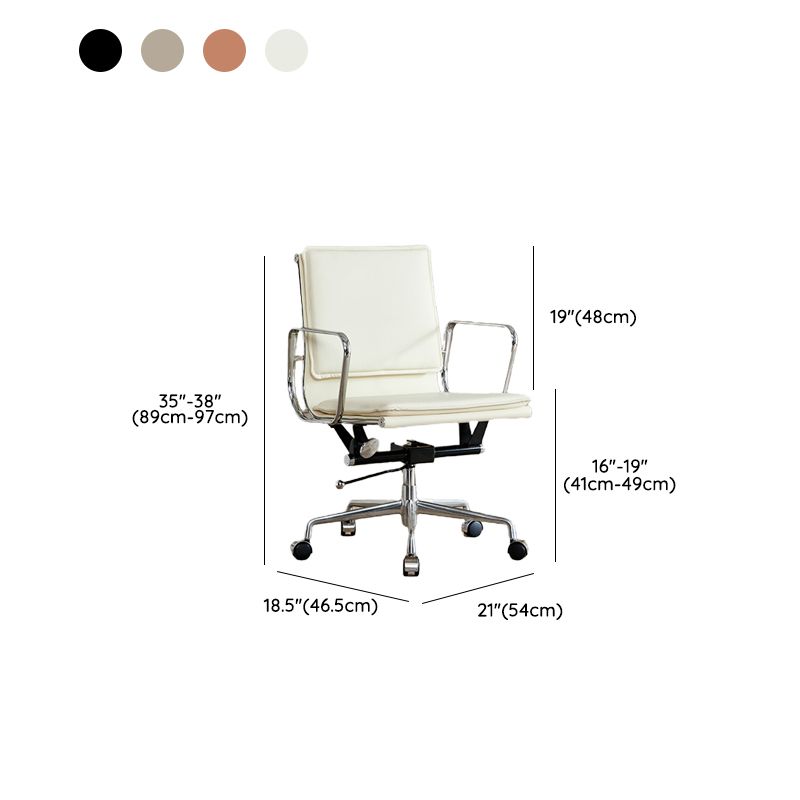 Modern Fixed Arms Office Chair Leather Adjustable Seat Height Desk Chair with Wheels