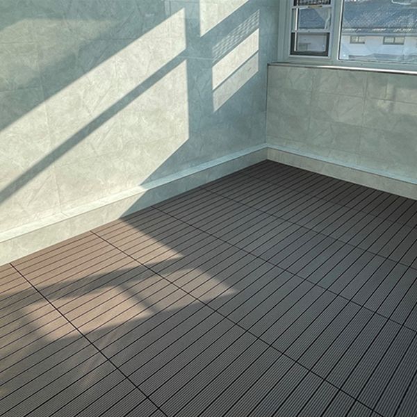 Tradition Rectangle Wood Tile Brown Engineered Wood for Patio Garden