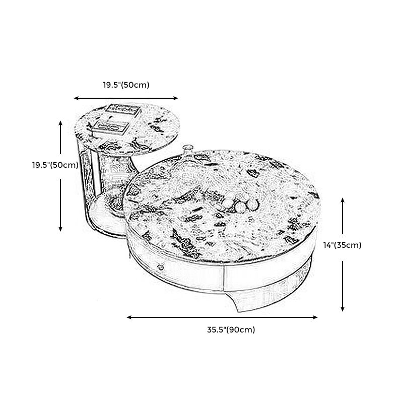 Drum Base Design Marble White/black White Top Metal Base Round Coffee Table