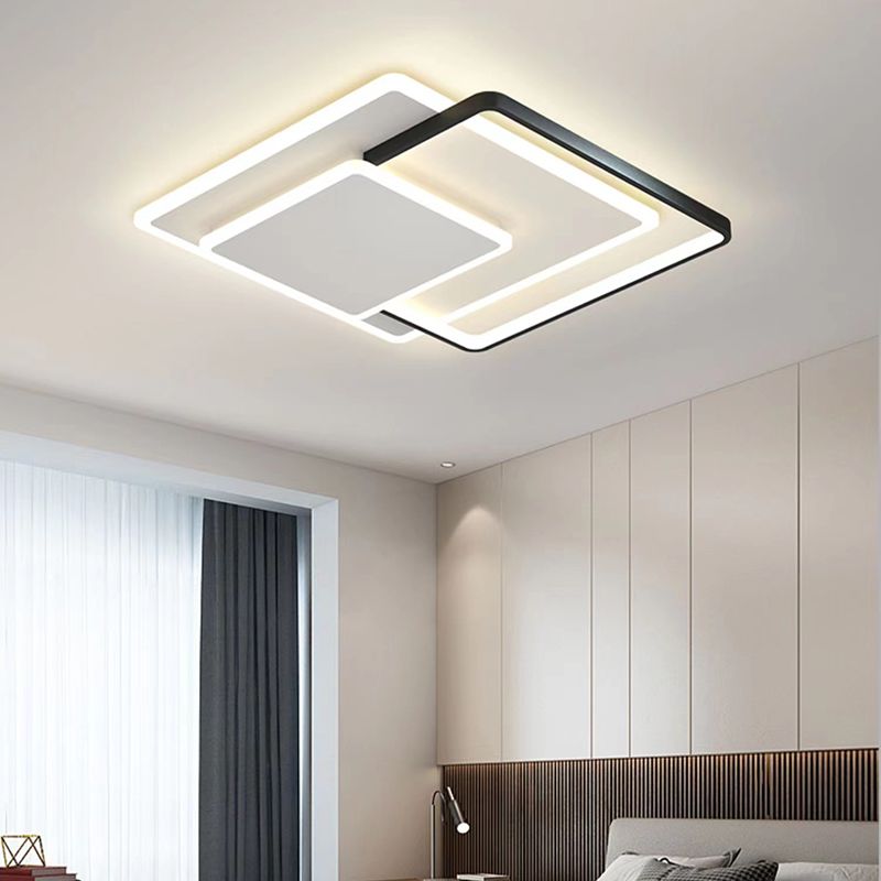 Modern LED Metal Flush Mount Geometric Shape Ceiling Light with Acrylic Shade